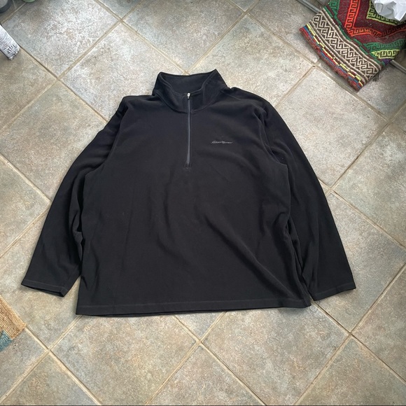eddie bauer black quarter zip fleece sweatshirt